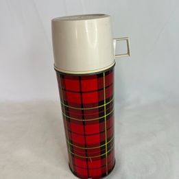 Fishing Vintage Red Plaid Thermos 1950's Model # 156 Filler No. 22  All Original