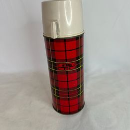 Fishing Vintage Red Plaid Thermos 1950's Model # 156 Filler No. 22  All Original