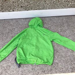 Rain Coat Jacket Child Size 10-12 Apple Green Outbound Folds Into Backpack Pouch