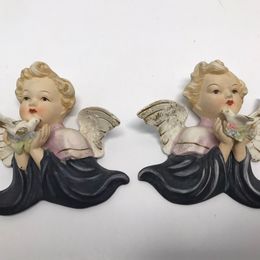 Christmas Set 2 Antique Lamour China Cherub Christmas Angels Stunning Ornaments On A Christmas Tree