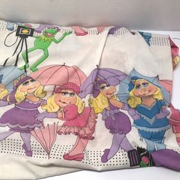 Vintage 1980's Toys Muppets Miss Piggy Kermit The Frog Cotton Twin Size Fitted Sheet RARE