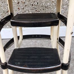 Grandma Antique Vintage All Metal Kitchen Step Chair Stool with Slide Out Steps 35" high RARE