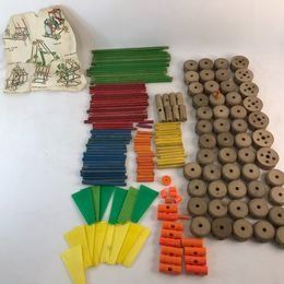 Toys Vintage 182 Pc Vintage Wooden 1960's Tinker Toys Collection in