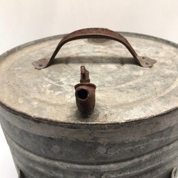 Grandma Antique Vintage Old Large Galvanized Daisy Oil Can 15x12x 2 inch With Water Spout Very RARE