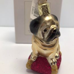 Christmas Ornament NEW in box Puppy Dog PUG Made In Germany