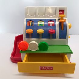 Toys Vintage 1970's Fisher Price Cash Register With Original Coins