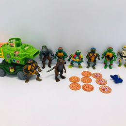 Vintage 1980's Mirage Collectible Action Figures Teenage Mutant Ninja Turtles With Pizza Truck RARE