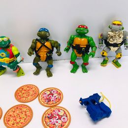 Vintage 1980's Mirage Collectible Action Figures Teenage Mutant Ninja Turtles With Pizza Truck RARE