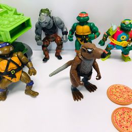 Vintage 1980's Mirage Collectible Action Figures Teenage Mutant Ninja Turtles With Pizza Truck RARE