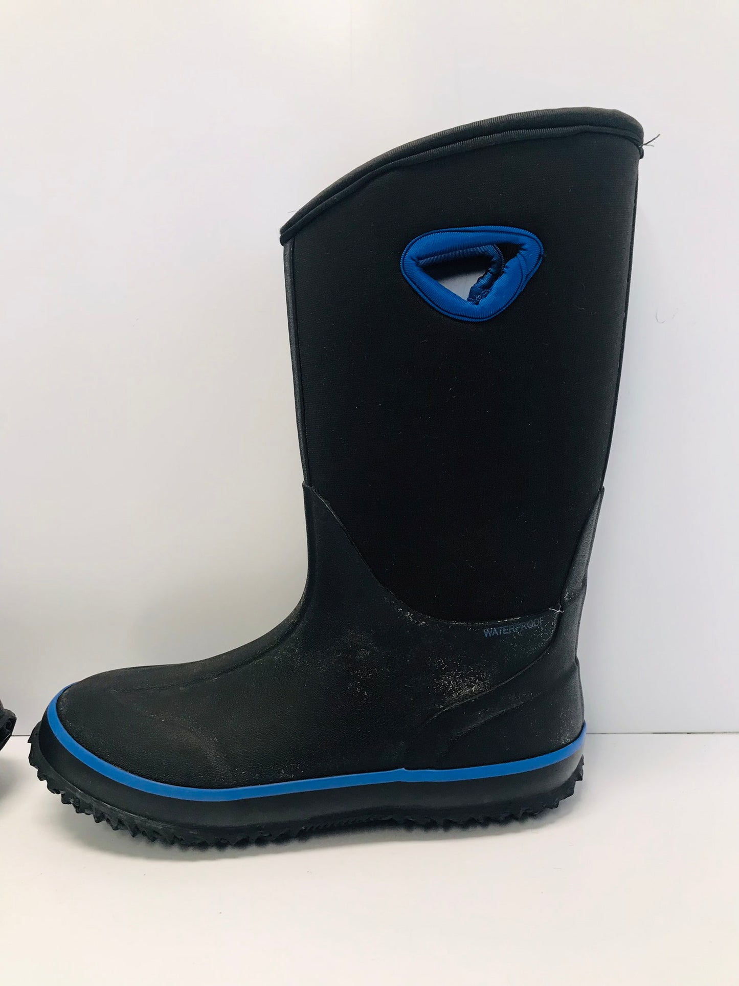 Bogs Style Child Size 4 Neoprene Rubber Winter Rain Boots Blue Black Excellent