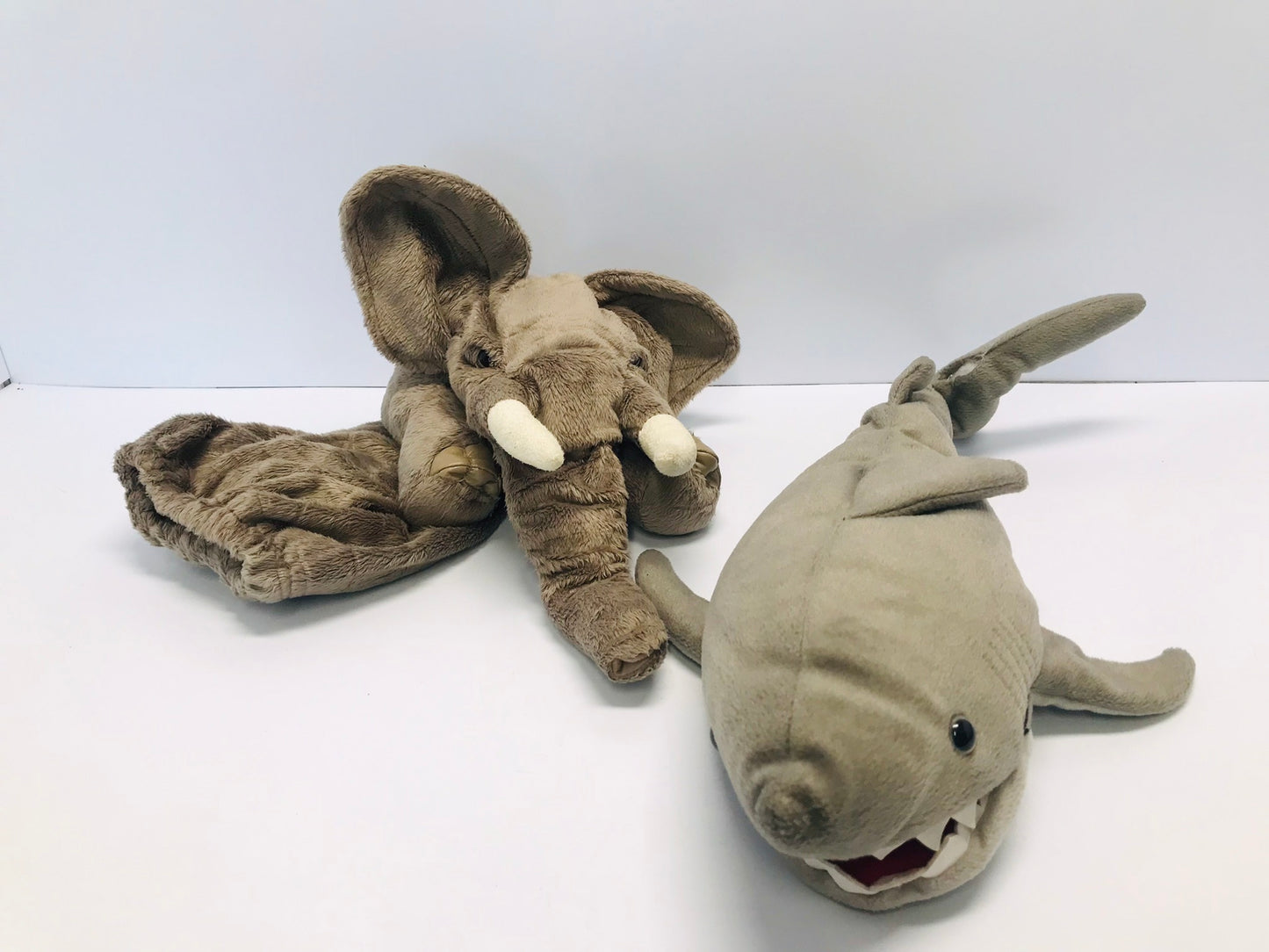 Folkmanis Puppets Large Elephant And Shark Plush Set