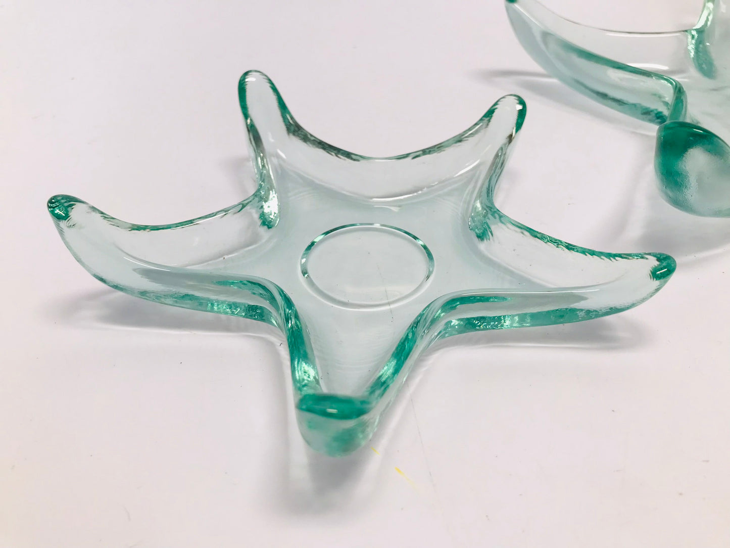 Heavy Glass Star Fish Ocean Decor or Indoor Outdoor Candle Holders Set of 2