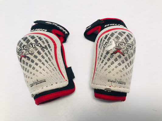 Hockey Elbow Pads Child Size Youth Large Age 5-6  Bauer Vapor White Red Blue