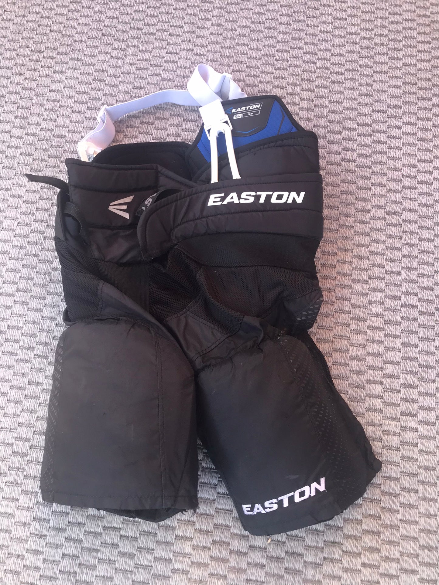 Hockey Pants Men's Size Small Easton With Suspenders Black Blue Excellent