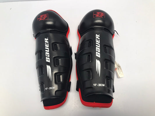 Hockey Shin Pads Child Size 10 inches Bauer Slim Fits Black Red New