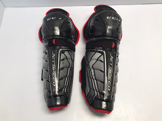 Hockey Shin Pads Child Size 12 Inches CCM Jetspeed Slim Fit  Black Red