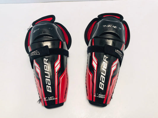 Hockey Shin Pads Child Size 8 inch Age 4-5 Bauer Black Red Like New