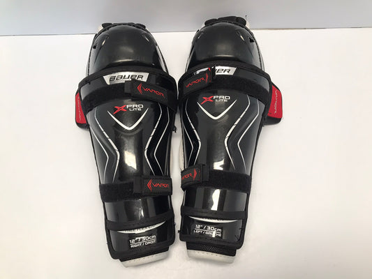 Hockey Shin Pads Child Size Junior 12 inch Bauer Vapor X Pro Lite Slim Fit With Calf Wrap Like New