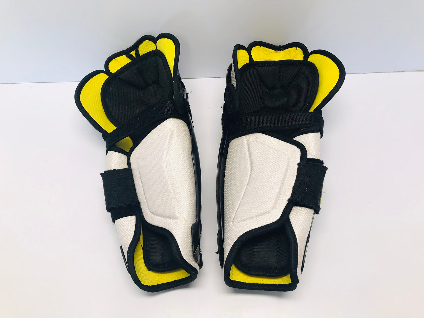 Hockey Shin Pads Men's Size 13 inch CCM Tacks Black Yellow Minor Fading On Front Excellent Inside