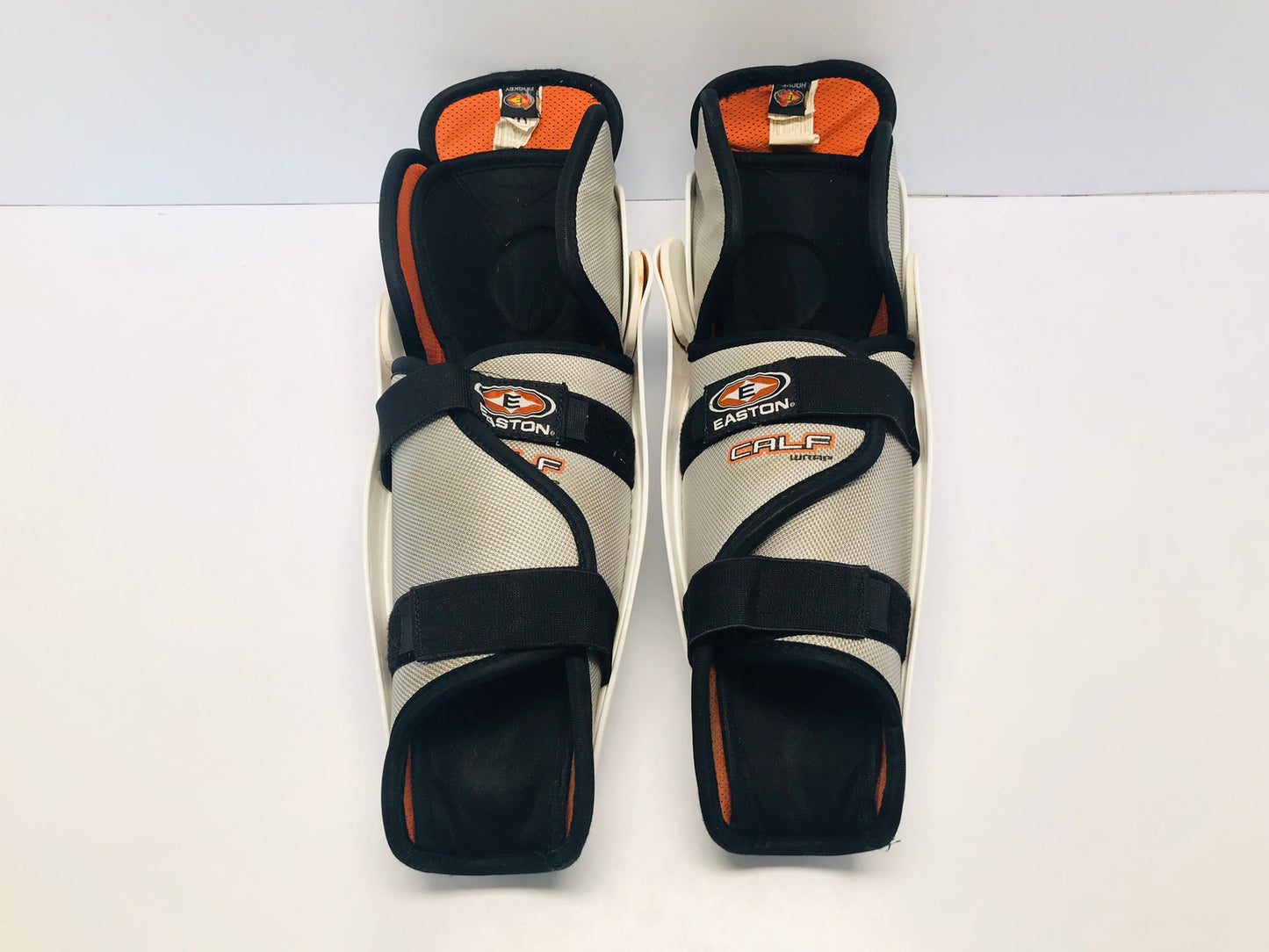 Hockey Shin Pads Men's Size 14 inch Easton White Orange Excellent