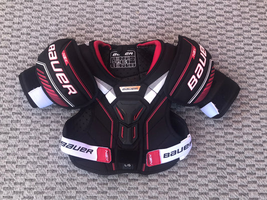 Hockey Shoulder Chest Pad Child Size Junior Large Bauer NEX  White Red Black Like New