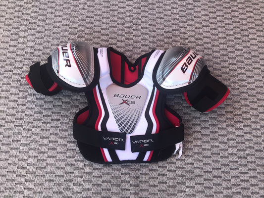 Hockey Shoulder Chest Pad Child Size Junior Large Bauer Vapor X.20  White Red Black Like New