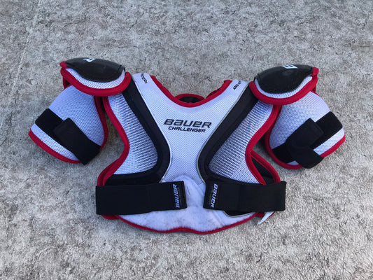 Hockey Shoulder Chest Pad Child Size Junior Medium Bauer Challenger Black Red White Excellent