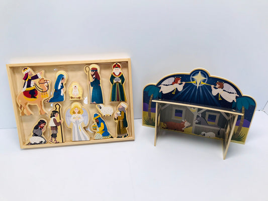 Melissa and Doug Wooden Christmas Nativity Set NEW