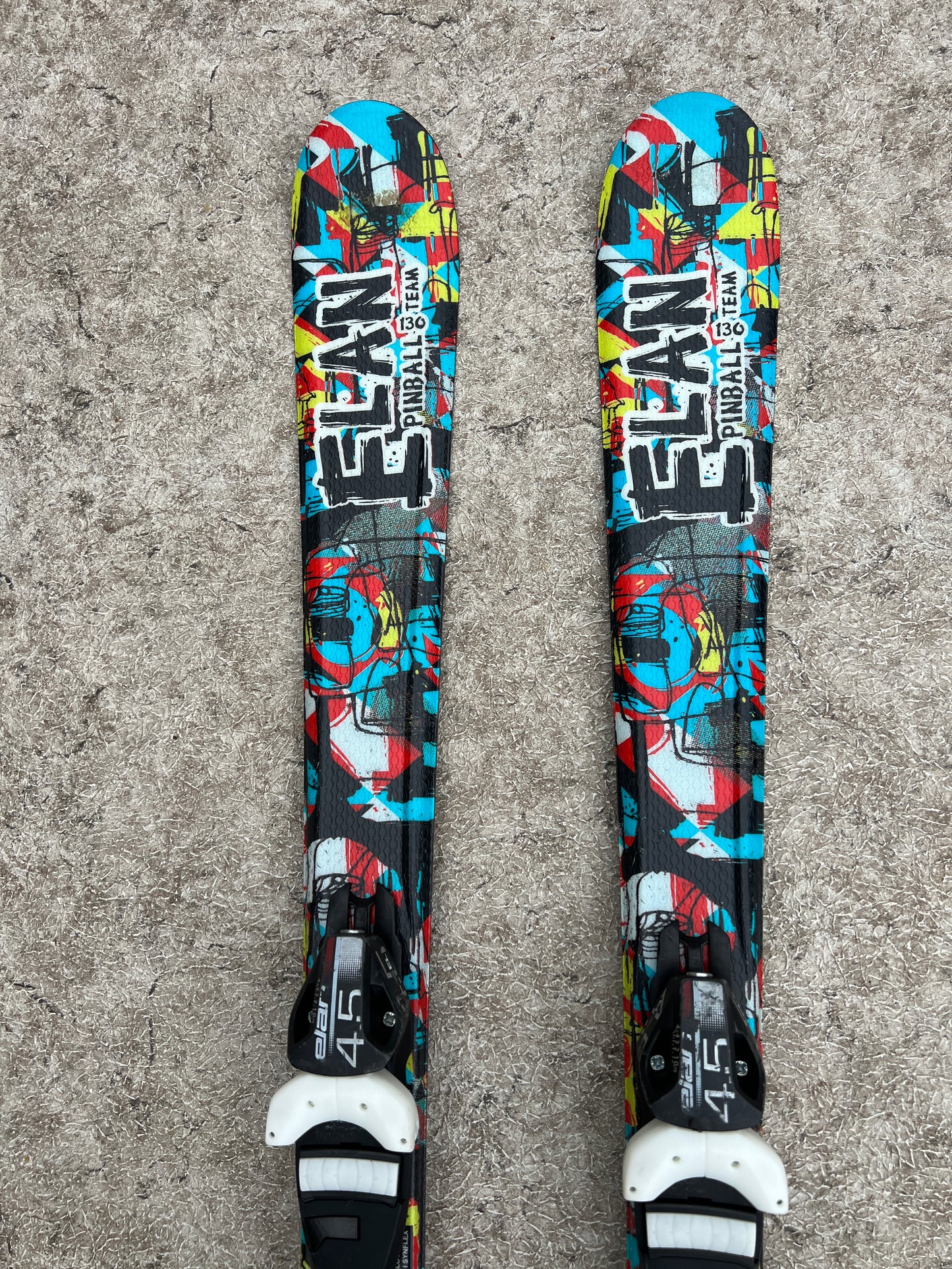 Ski 130 Elan Pinball Multi Color Parabolic With Bindings Excellent