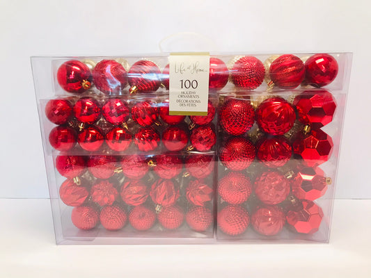 Christmas Ornaments 100 Holiday Brilliant Red and Gold With Glitz and Glam New In Box