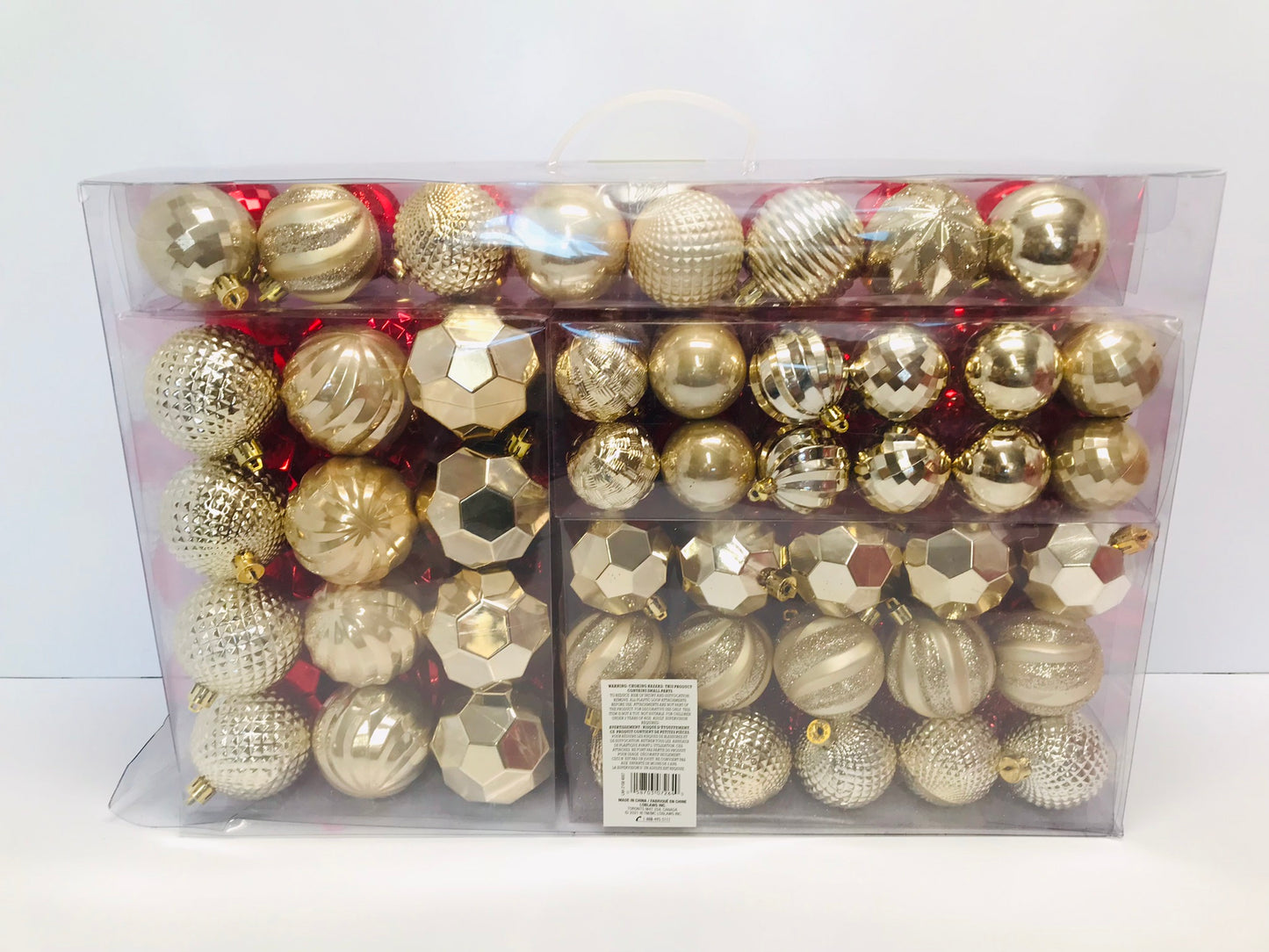 Christmas Ornaments 100 Holiday Brilliant Red and Gold With Glitz and Glam New In Box