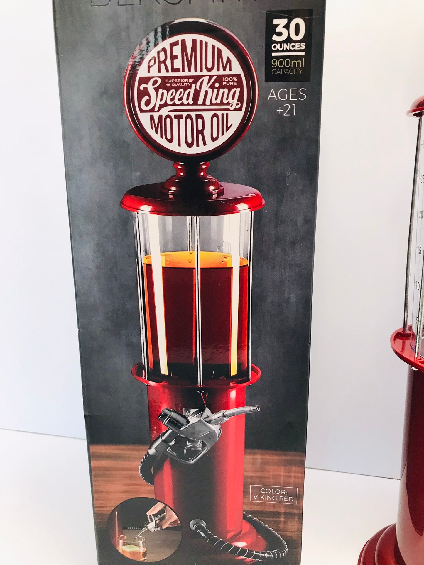 New In Box BLKSMITH Pump Dispenser for Home Bar  Vintage Style Red Plastic 30 Fl. oz Decanter for Man Cave Decor  Beverage Dispenser