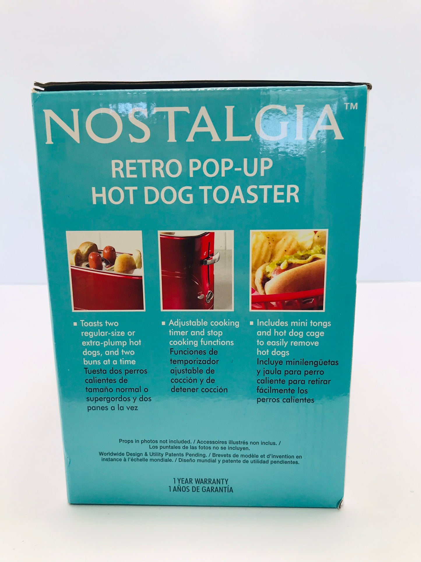 Nostalgia 2 Slot Hot Dog and Bun Toaster with Mini Tongs, Hot Dog Toaster Works with Chicken, Turkey, Veggie Links, Sausages and Brats, Retro Red NEW SEALED