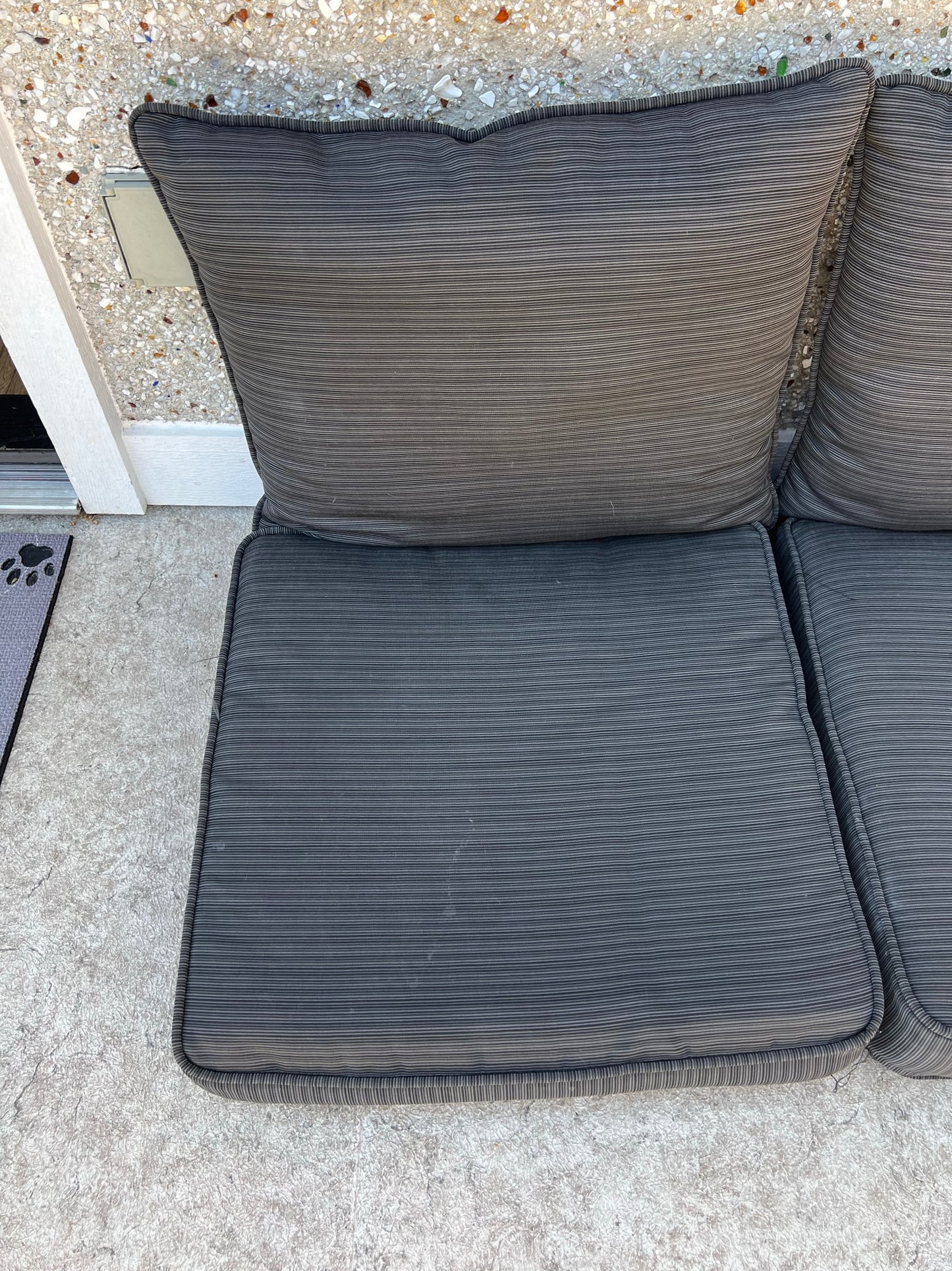 Outdoor Furniture Cushions Padio Deck RV Camping Dark Grey Like New Set Of 2 25x25x4 Seat 25x22 Pillow Outstanding Quality