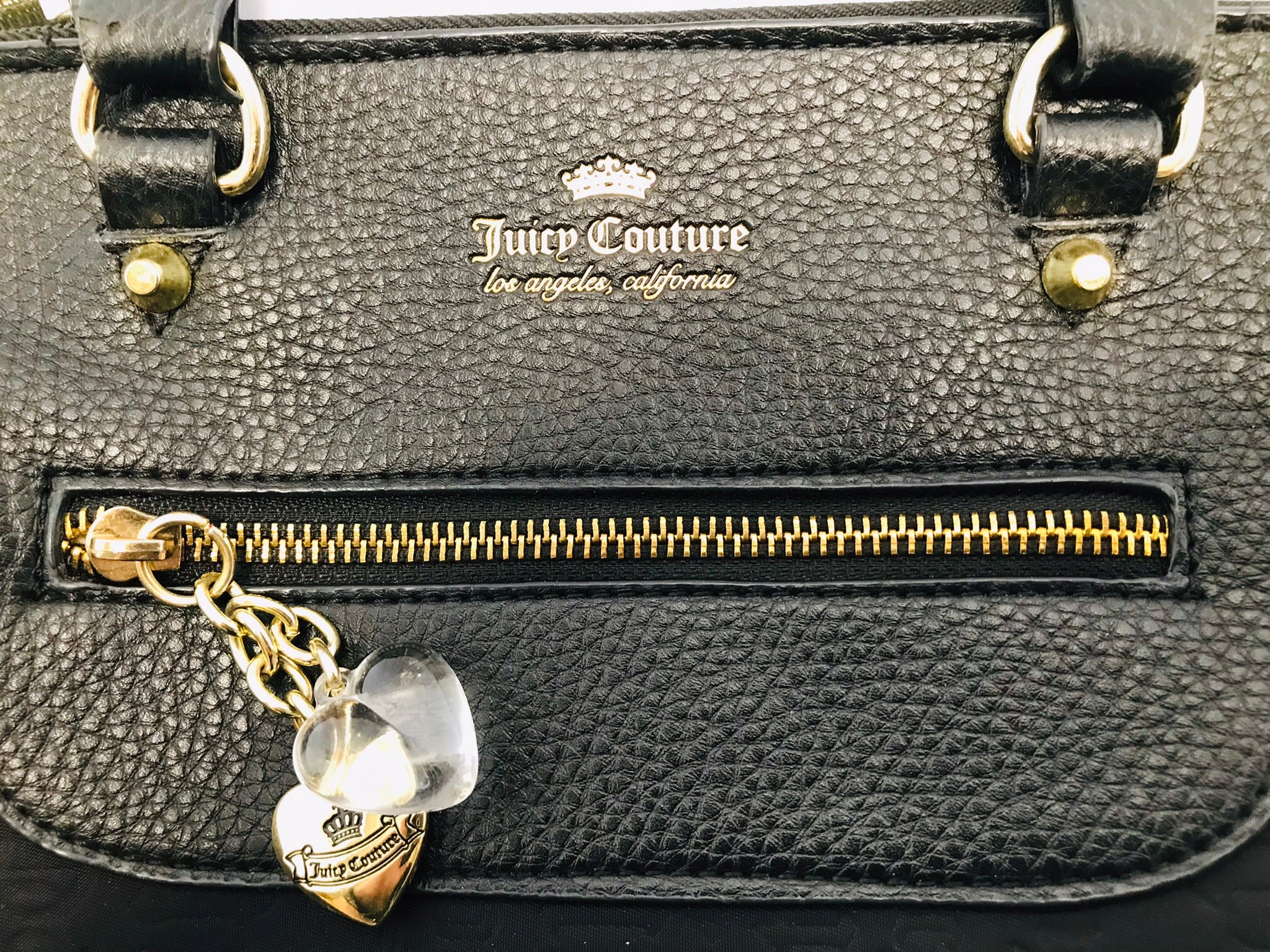 Buy Juicy Couture Black Leather Y2K Gold Tone Chains Shoulder Bag Purse  With Heart Charm Online in India - Etsy