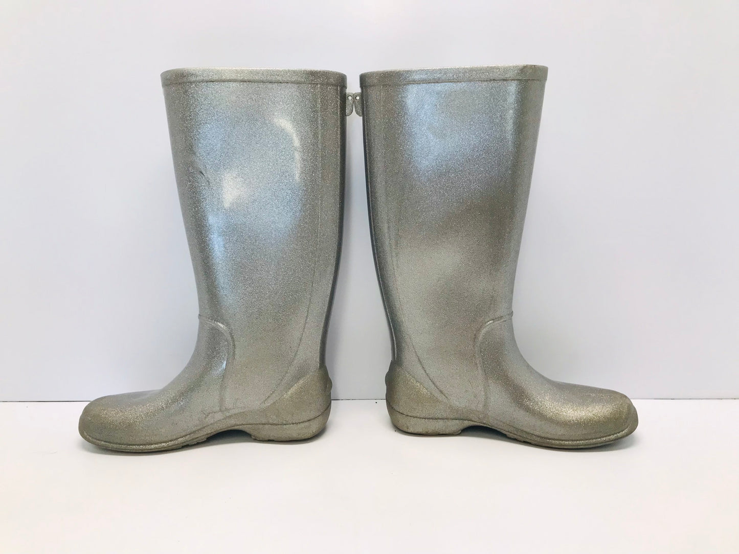 Rain Boots Child Size 1 Silver Glitter Waterproof