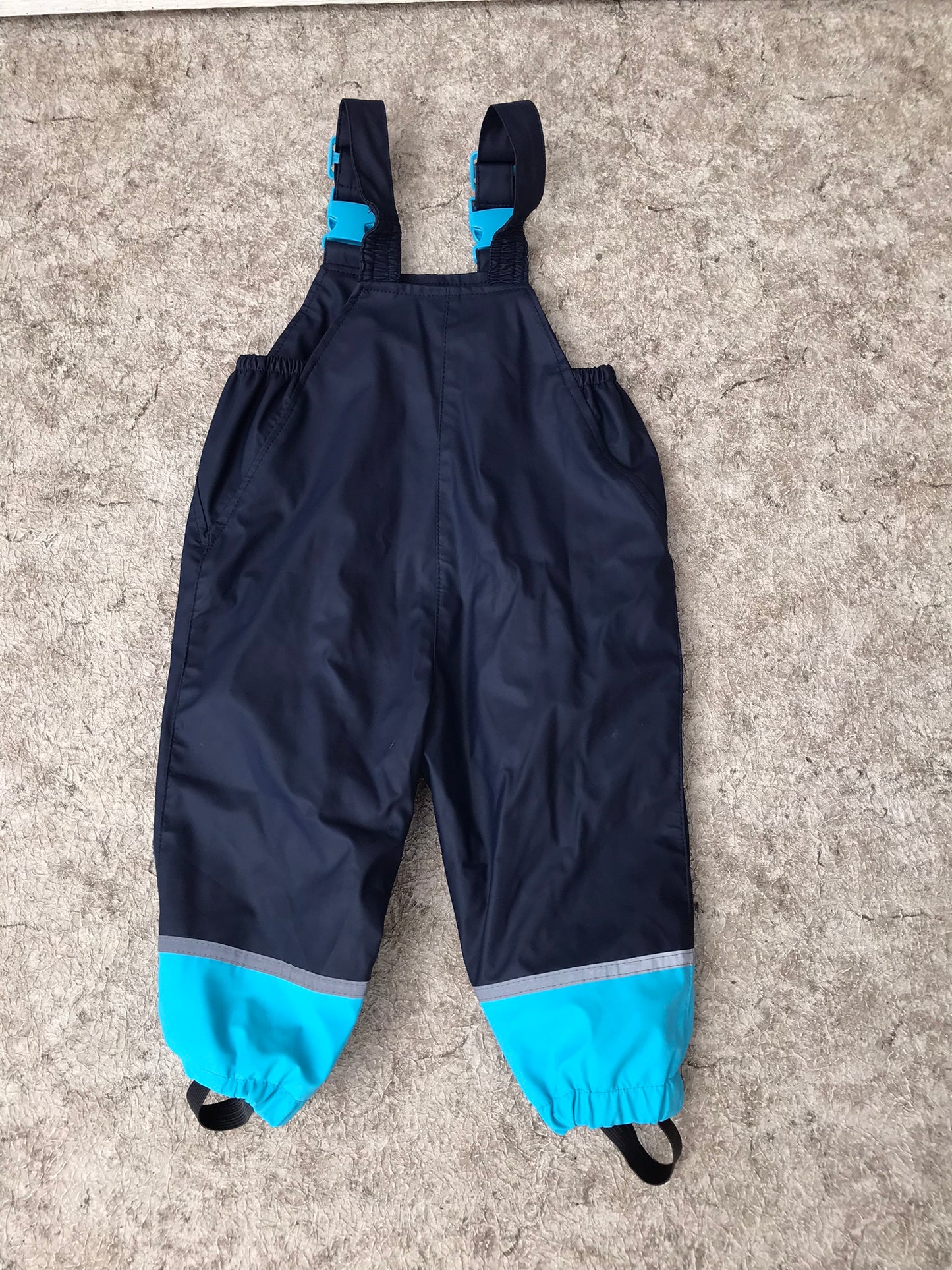 Rain Pants With Bib Child Size 18 Month From Europe Navy Blue Waterproof  Excellent