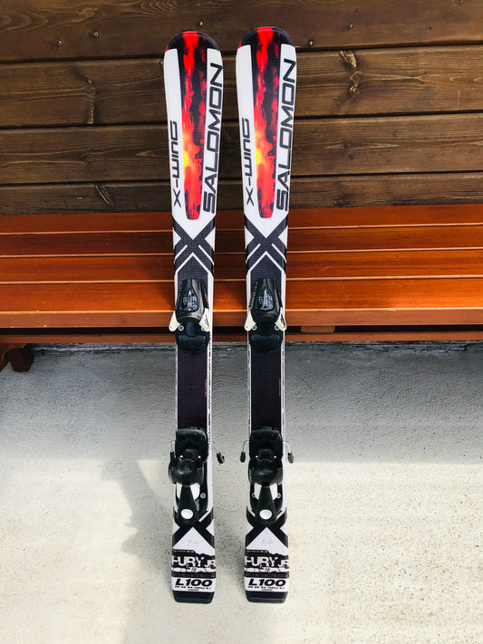 Ski 100 Salomon White Black Red Parabolic With Binding