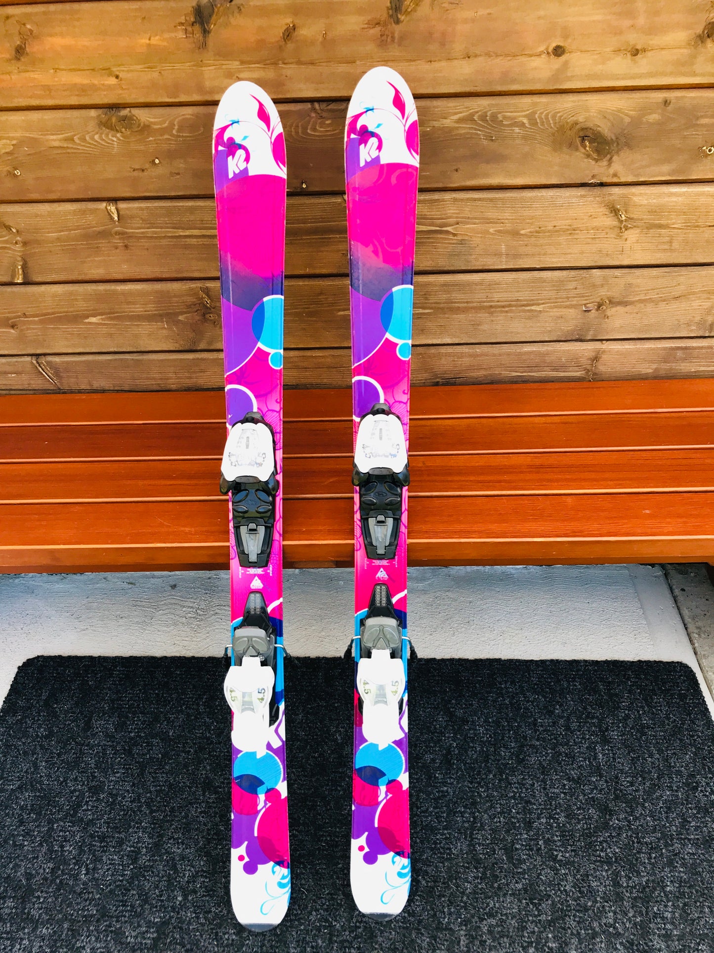 Ski 110 K-2 Pink Purple Blue Parabolic With Bindings