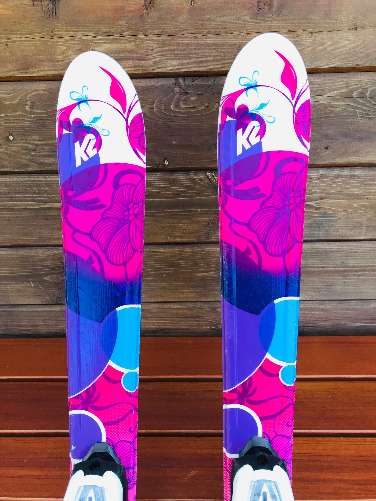 Ski 110 K-2 Pink Purple Blue Parabolic With Bindings