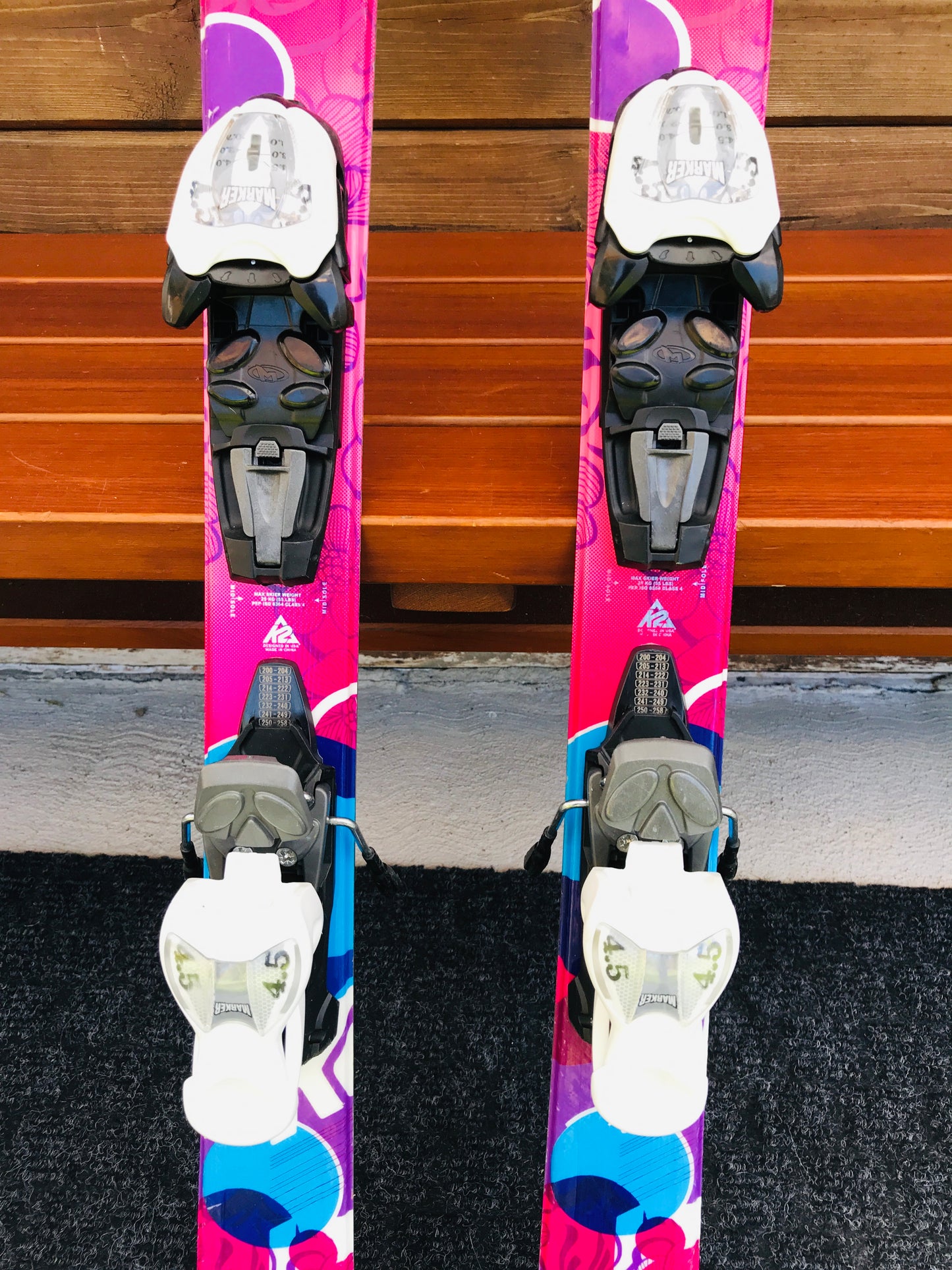 Ski 110 K-2 Pink Purple Blue Parabolic With Bindings