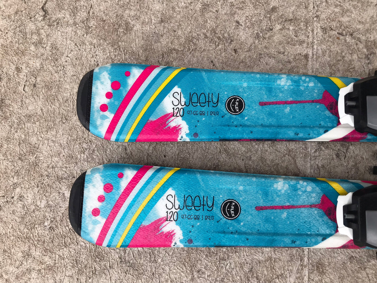 Ski 120 Techo Pro Sweety Parabolic White Teal Pink With Bindings Excellent No