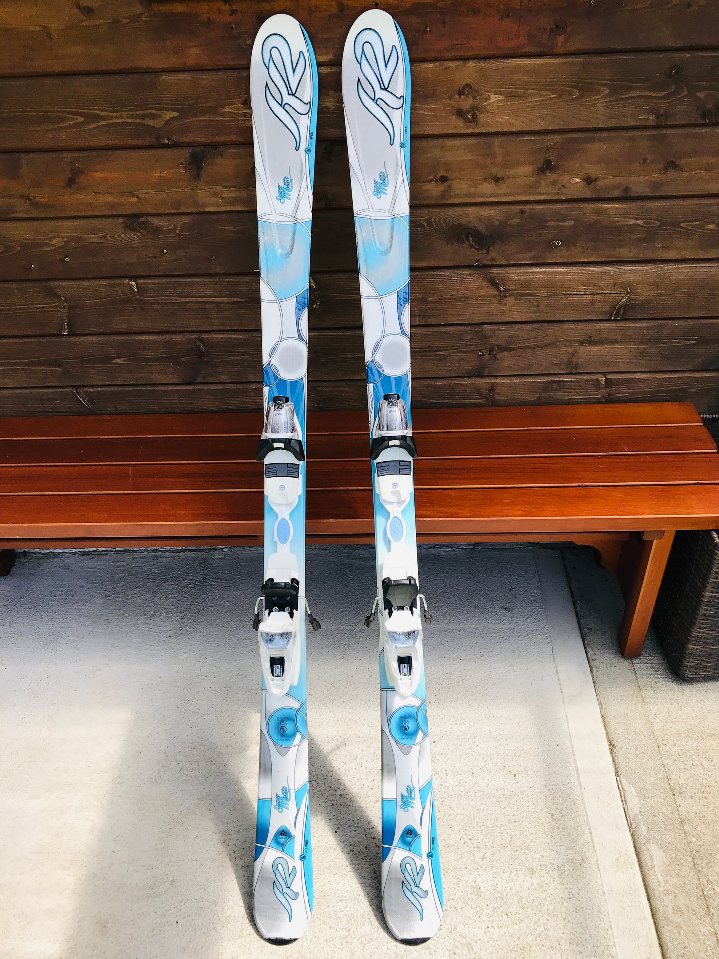 Ski 156 K-2 Aqua Blue Grey Parabolic With Bindings