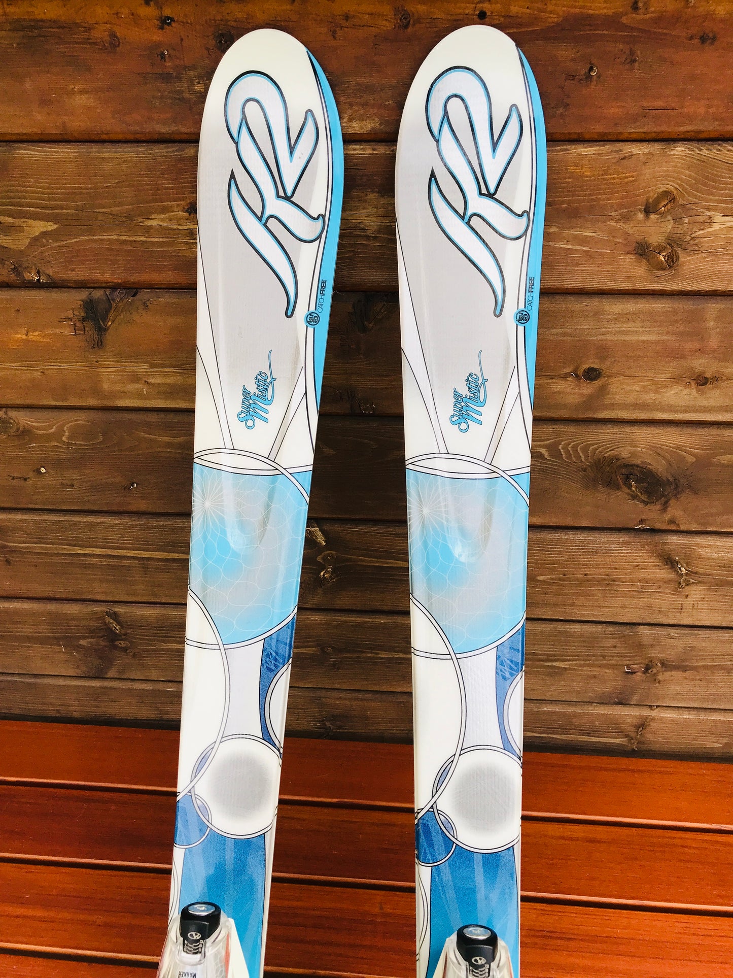 Ski 156 K-2 Aqua Blue Grey Parabolic With Bindings