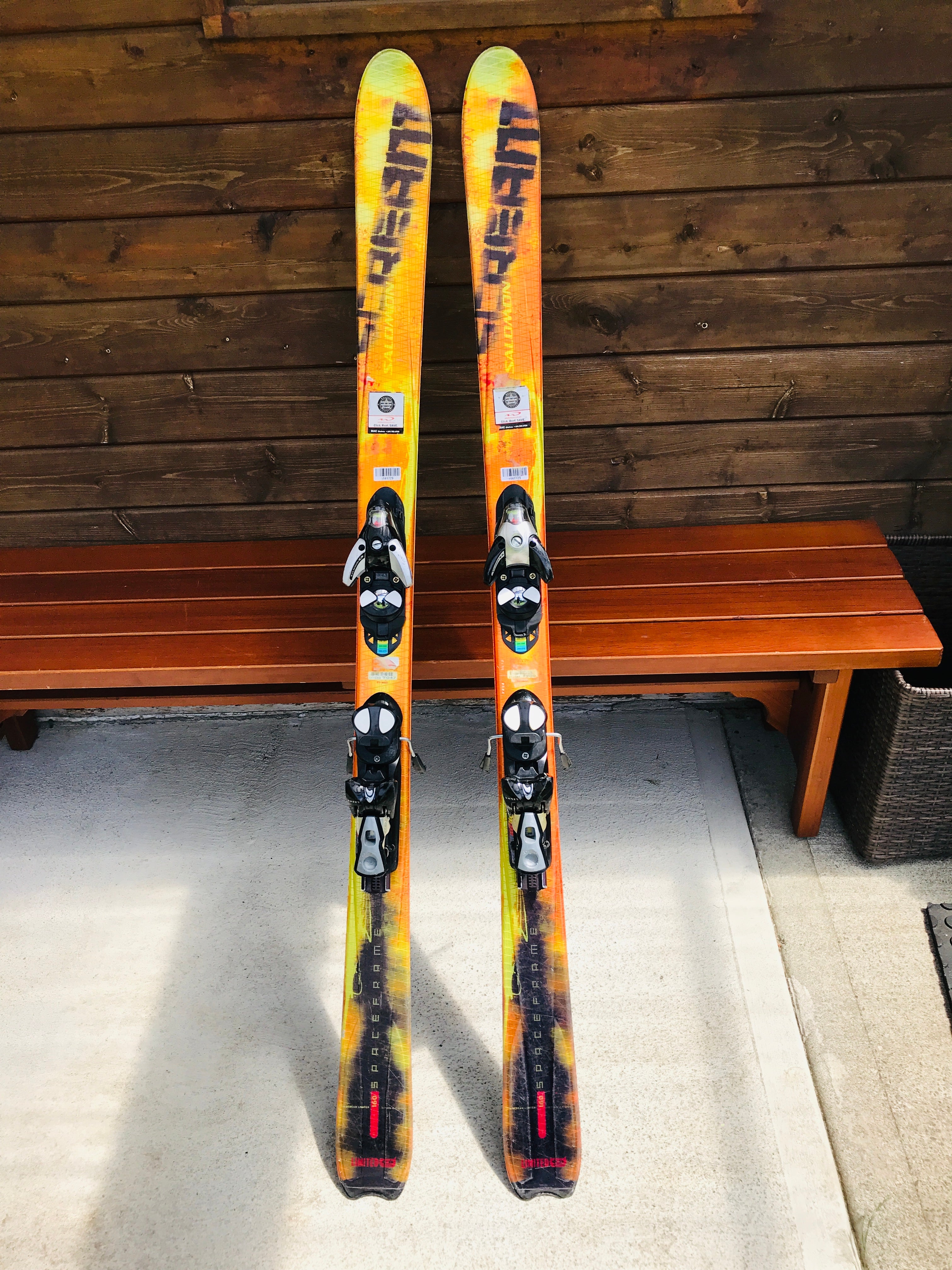 Ski 160 Salomon Scream Orange Black Parabolic WIth Bindings KidsStuffCanada