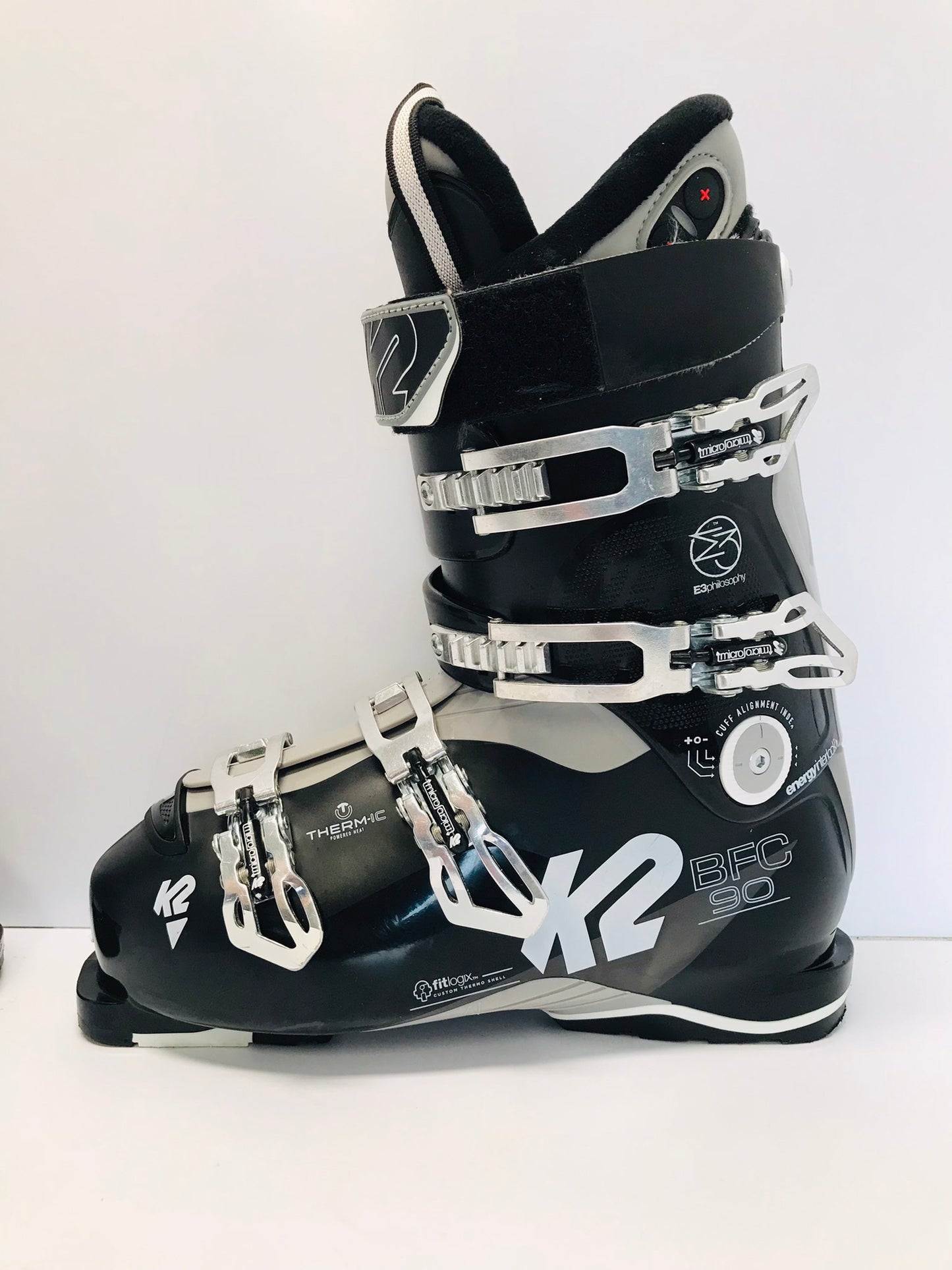 Ski Boots Mondo Size 27.5 Men's Size 9.5 Ladies Size 10.5 316 mm K-2 Fitlogix Black White Like New