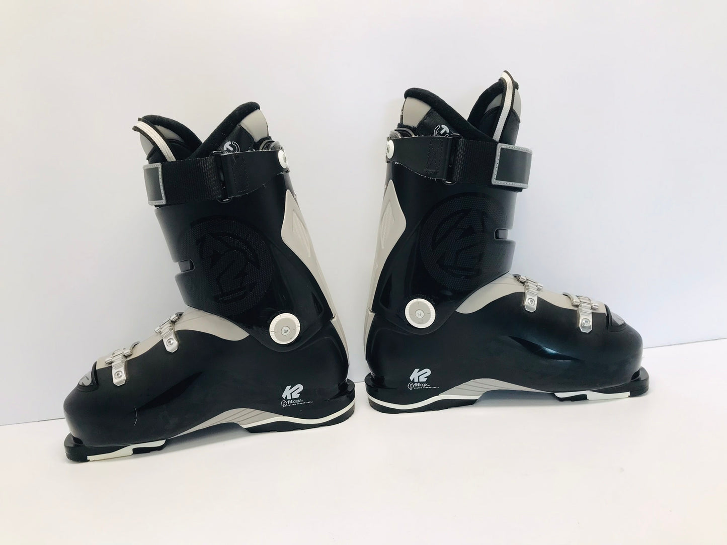 Ski Boots Mondo Size 27.5 Men's Size 9.5 Ladies Size 10.5 316 mm K-2 Fitlogix Black White Like New