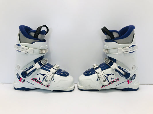 Ski Boots Mondo Size 20.0-23.5 Child Size 3-5 Nordica White Purple Minor Scratches