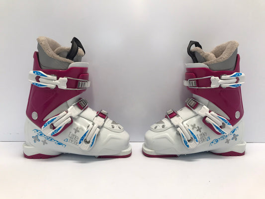 Ski Boots Mondo Size 21.5 Child Size 3-4 255 mm Nordica Lil Belle 3 White Pink Blue Excellent