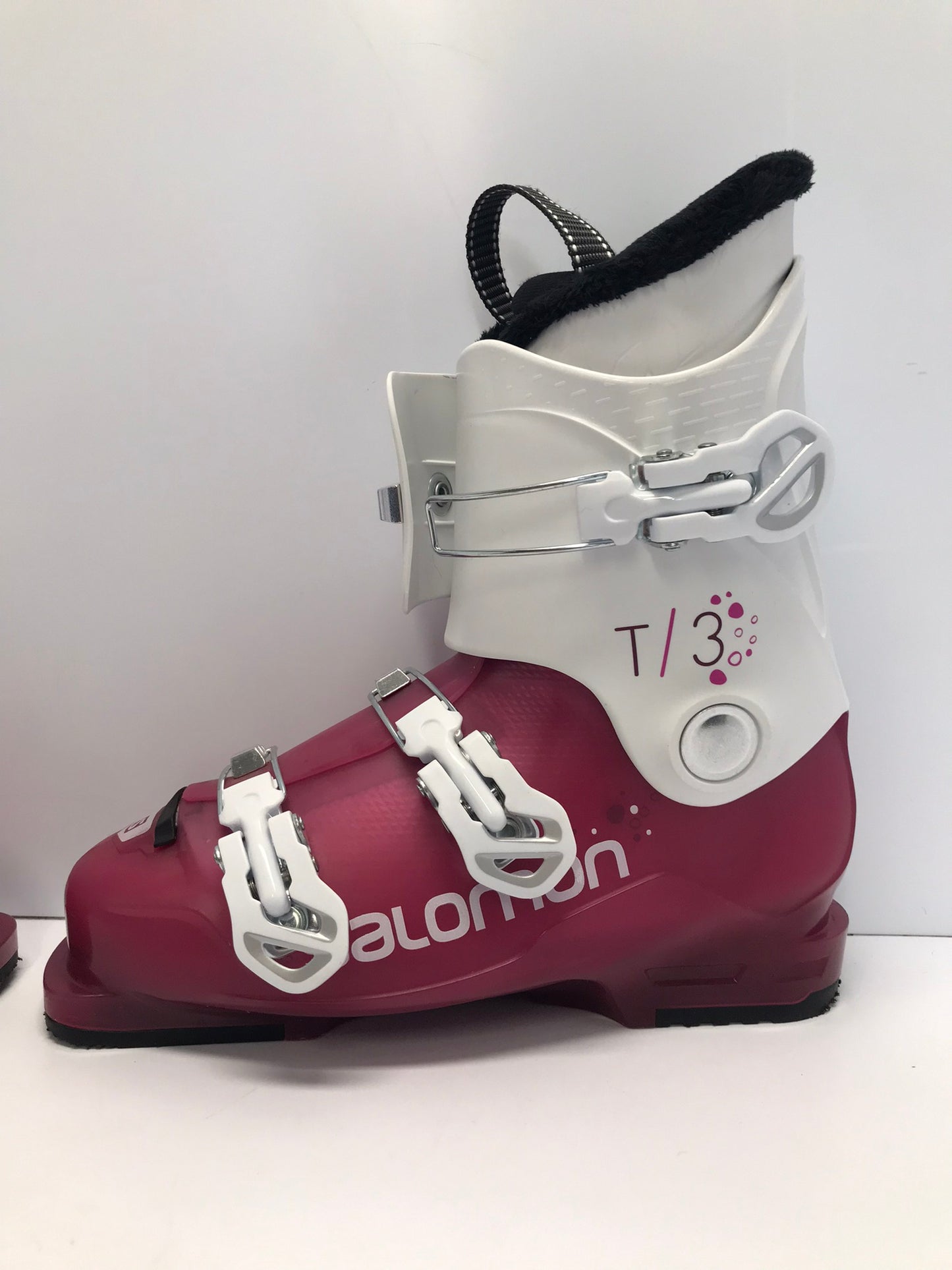 Ski Boots Mondo Size 25.5 Ladies Size 8.5  295 mm Salomon Fushia Pink White Like New